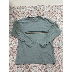 High Sierra Mens Long Sleeve T-Shirt Medium Green Blue Chest Stripe Cotton Tee